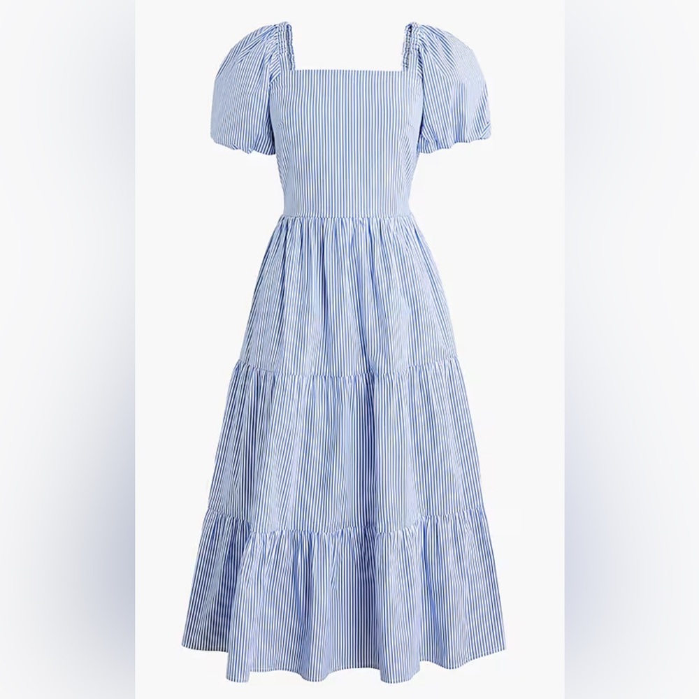 NWT - j Crew Tiered midi dress with puff sleeves